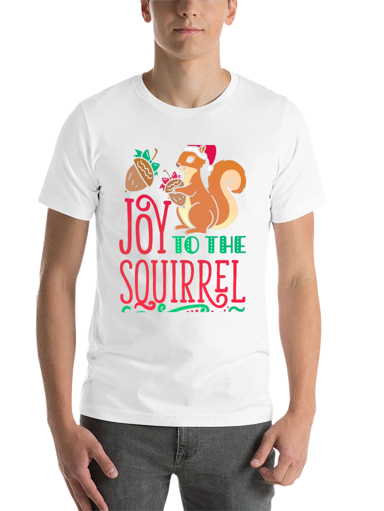 Black Joy to the Squirrel Holiday T-Shirt view 14