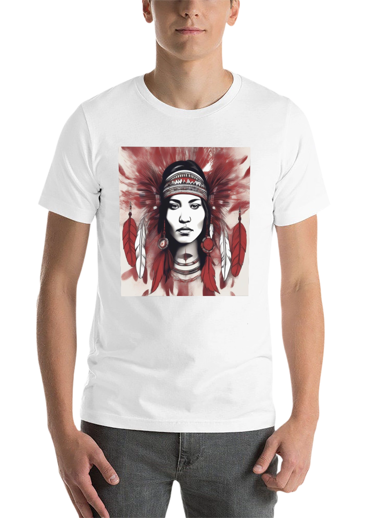Black Native American Headdress Graphic Tee view 14