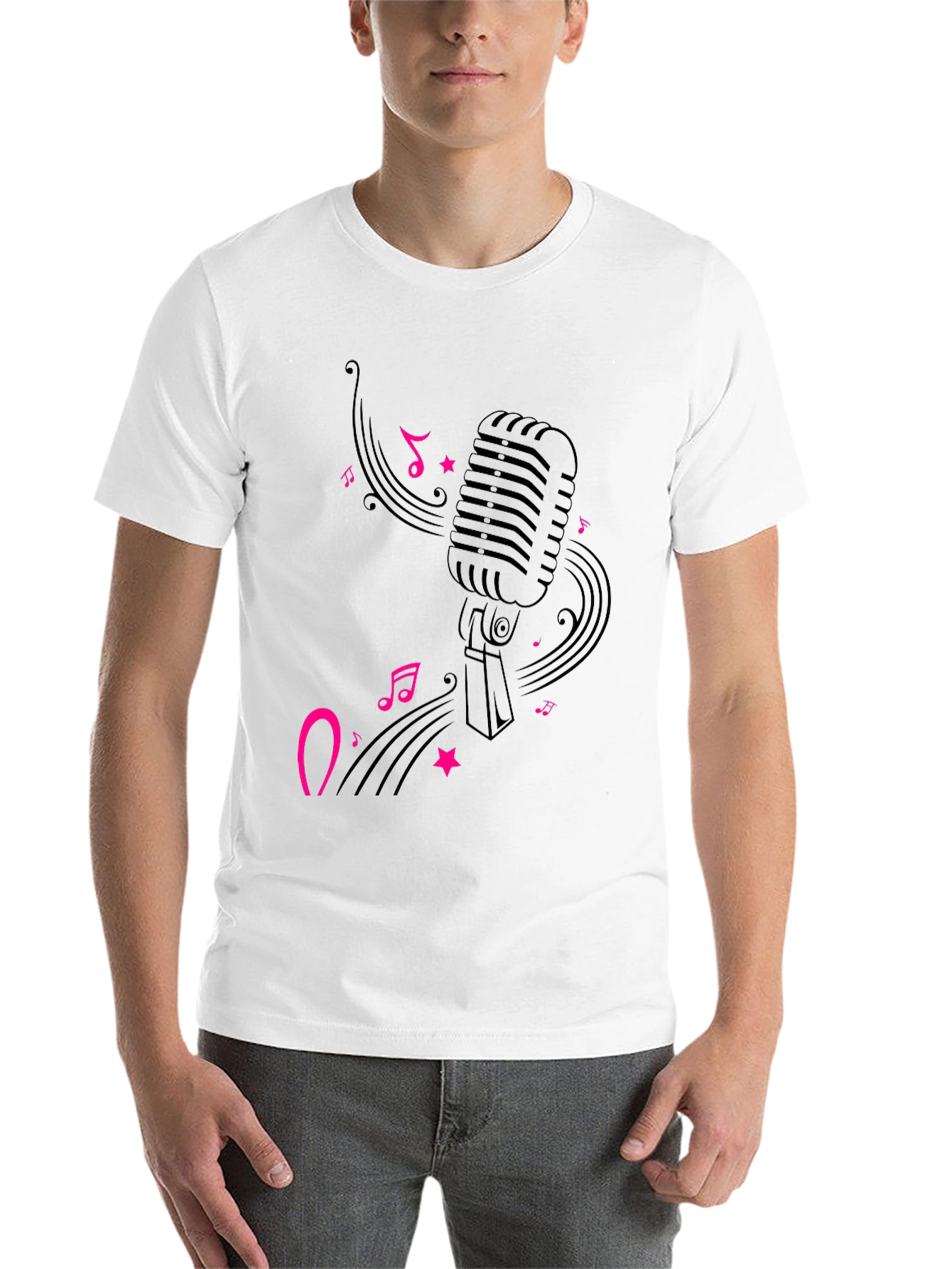 Black Retro Microphone Graphic Tee - Black view 14