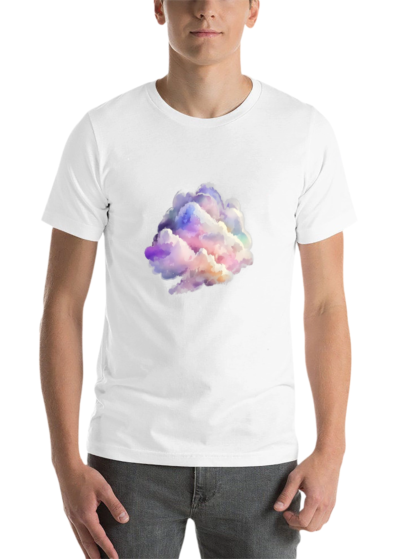 Black Colorful Cloud Graphic Black T-Shirt view 14