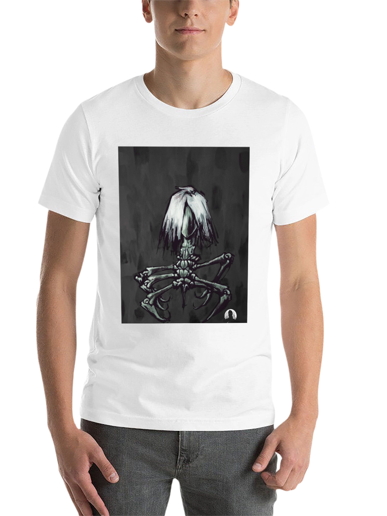 Black Dark Surreal Skeleton Art T-Shirt view 14