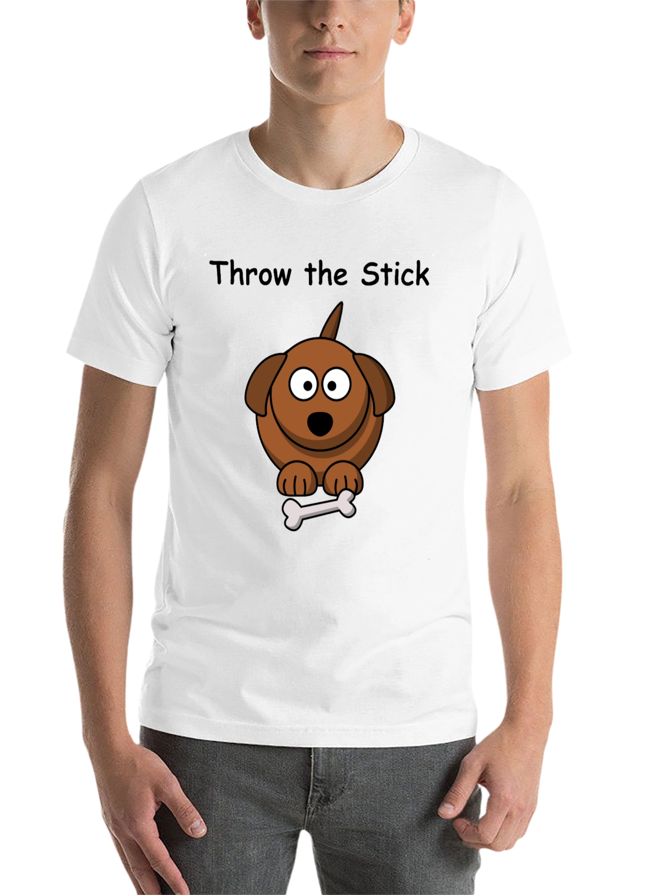 Black Throw the Stick Dog Cartoon T-Shirt - Playful Graphic Tee view 14