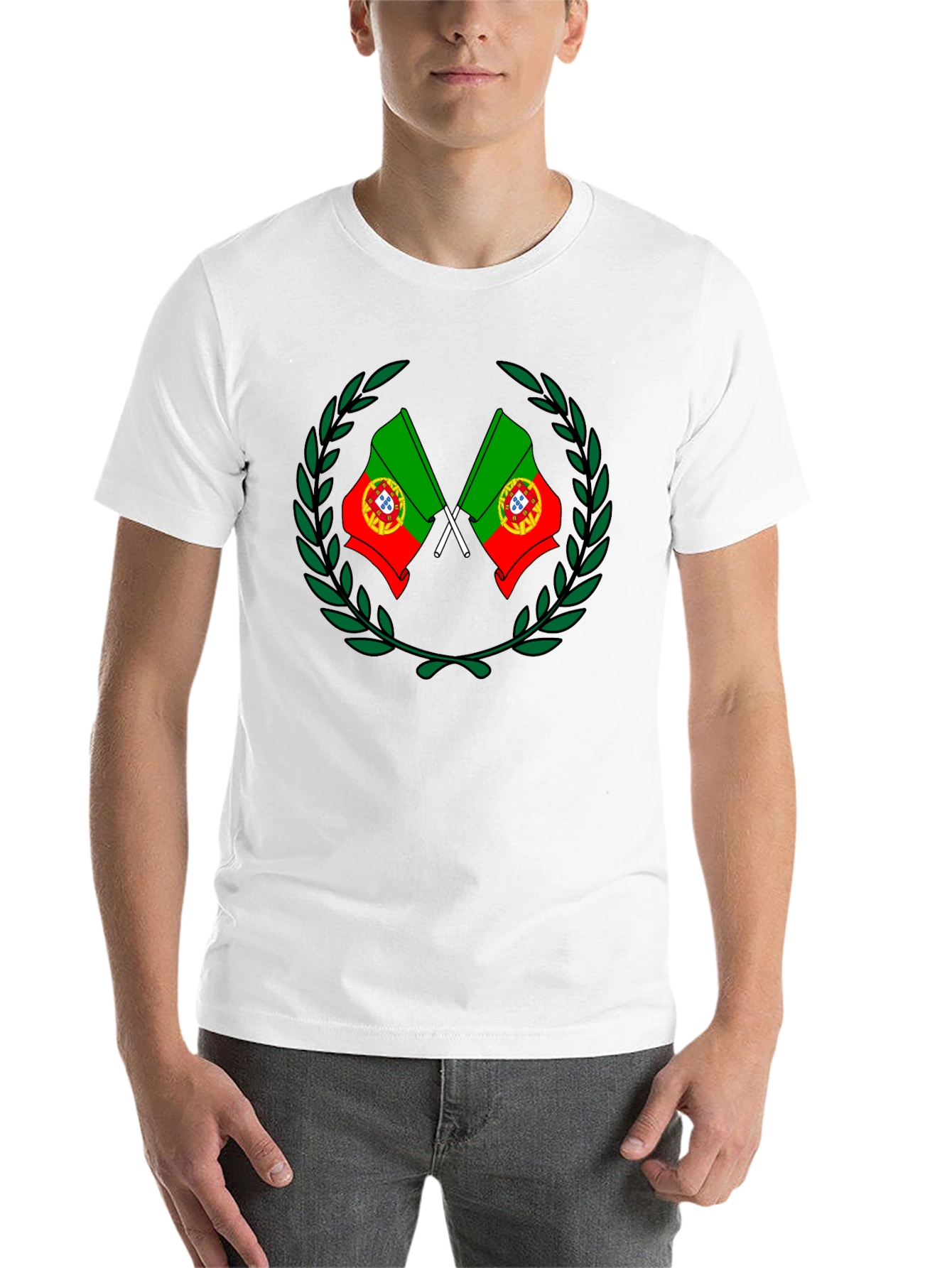 Portugal Flag Laurel Wreath Graphic Tee - 14