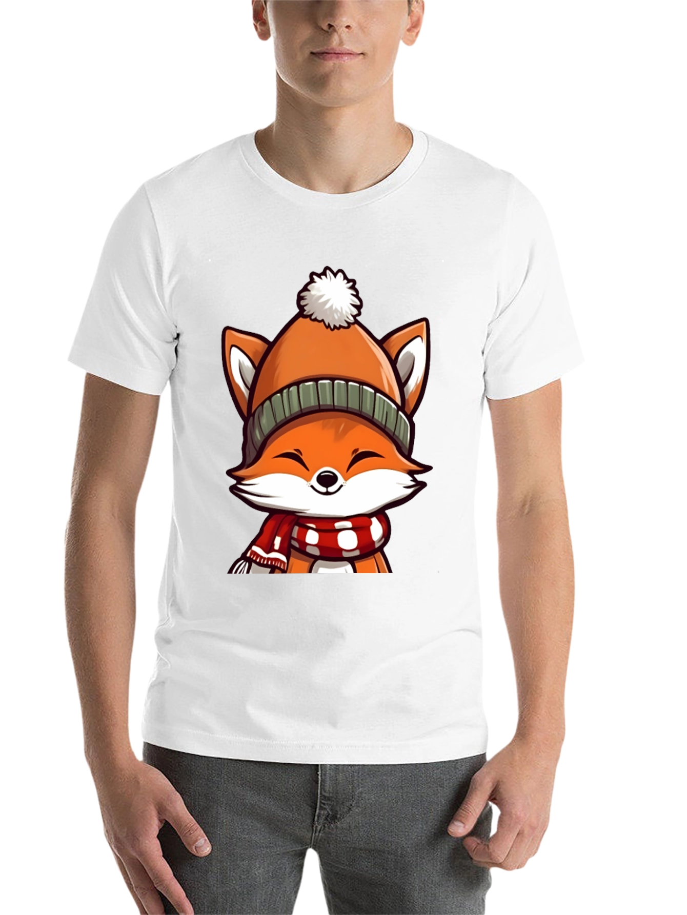 Black Winter Fox Graphic Tee - Cute Cartoon Animal Shirt view 14