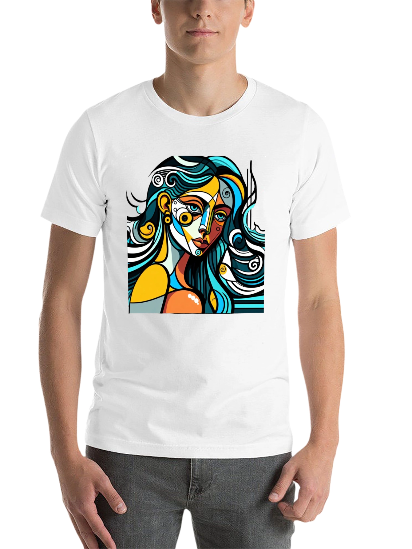 Black Abstract Art Woman Graphic Tee - Modern Style view 14