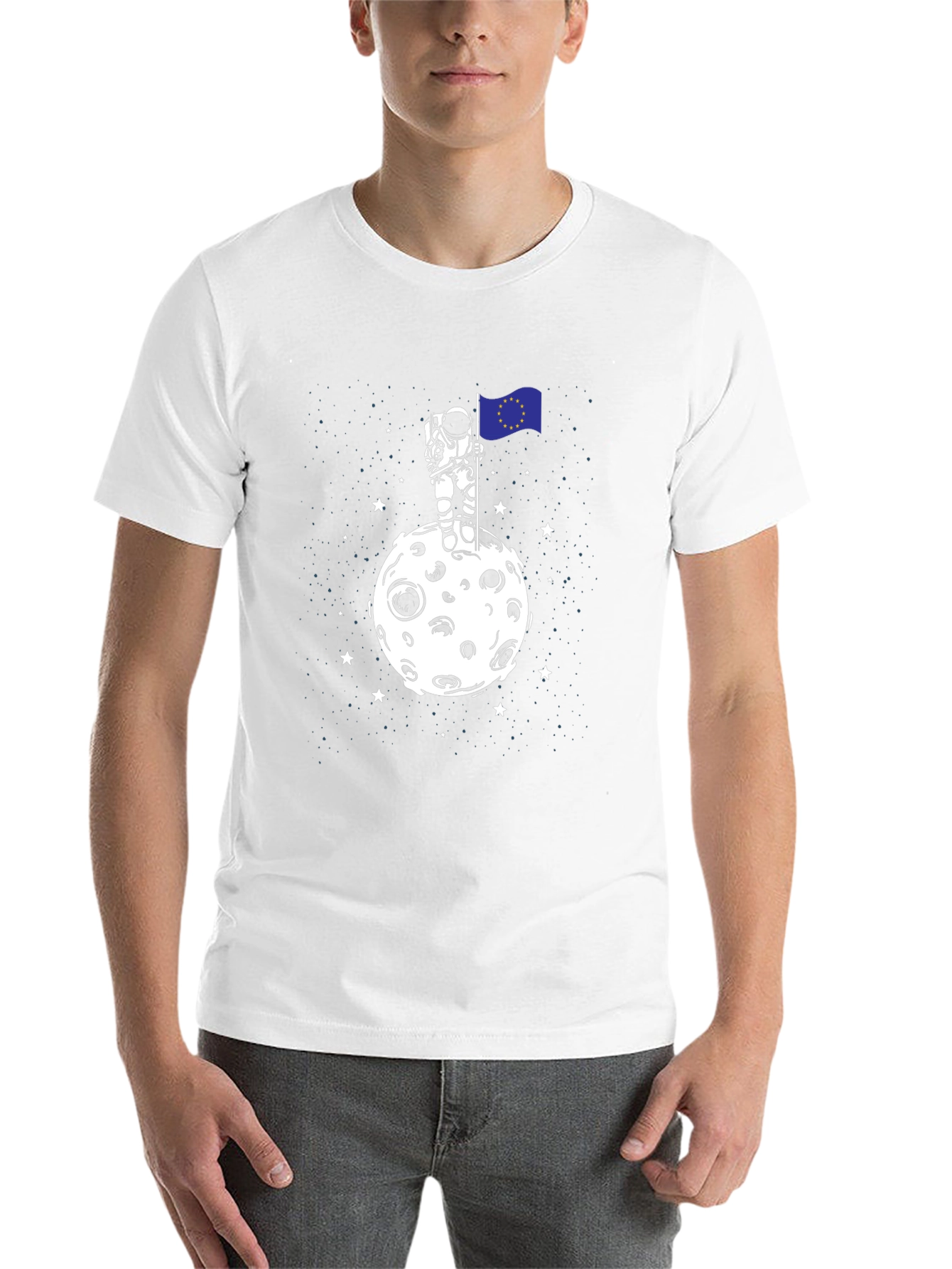 Black Astronaut EU Flag Moon T-Shirt - Space Graphic Tee view 14