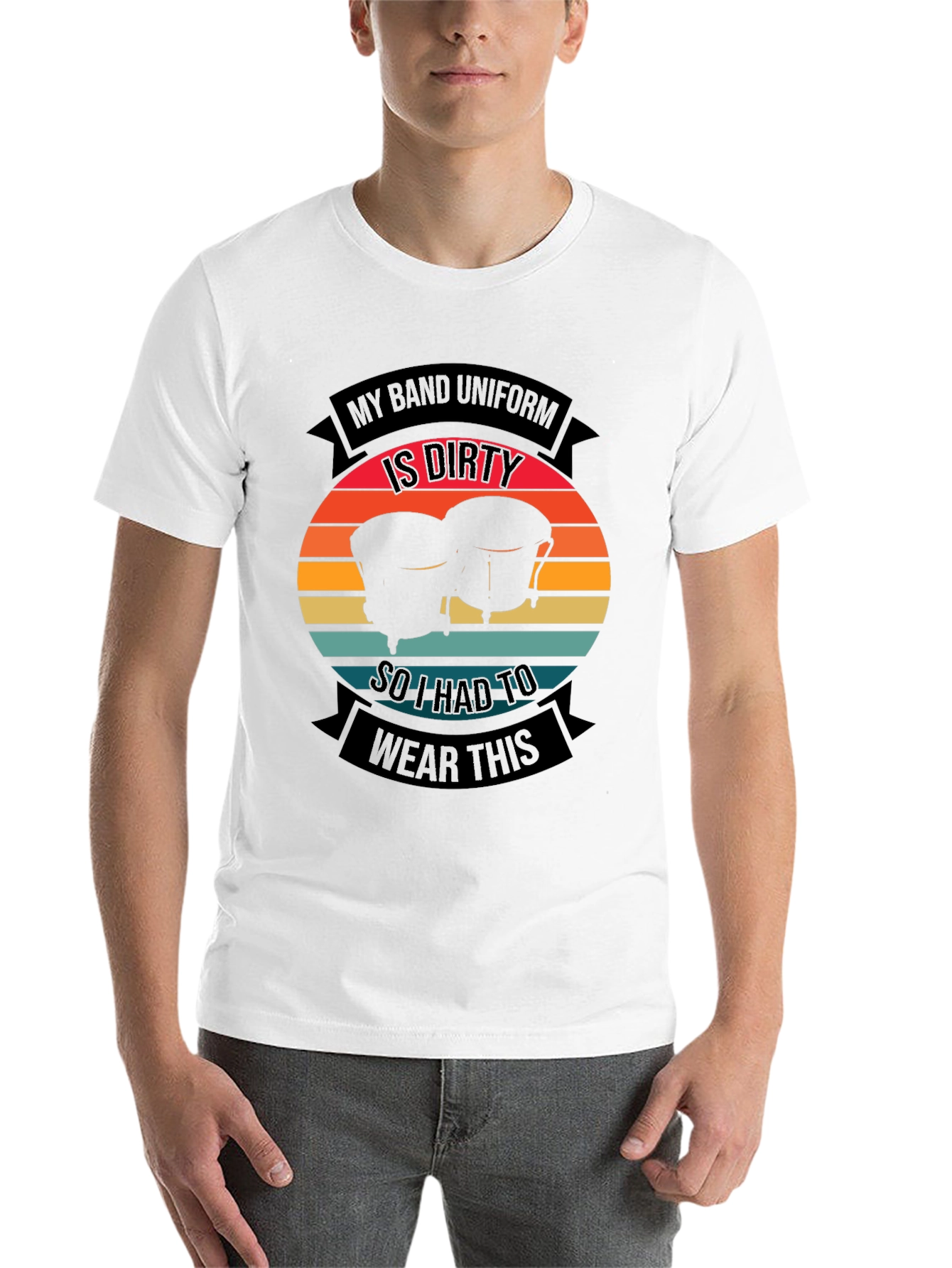 Black Band Uniform Dirty Bongo Drums T-Shirt view 14