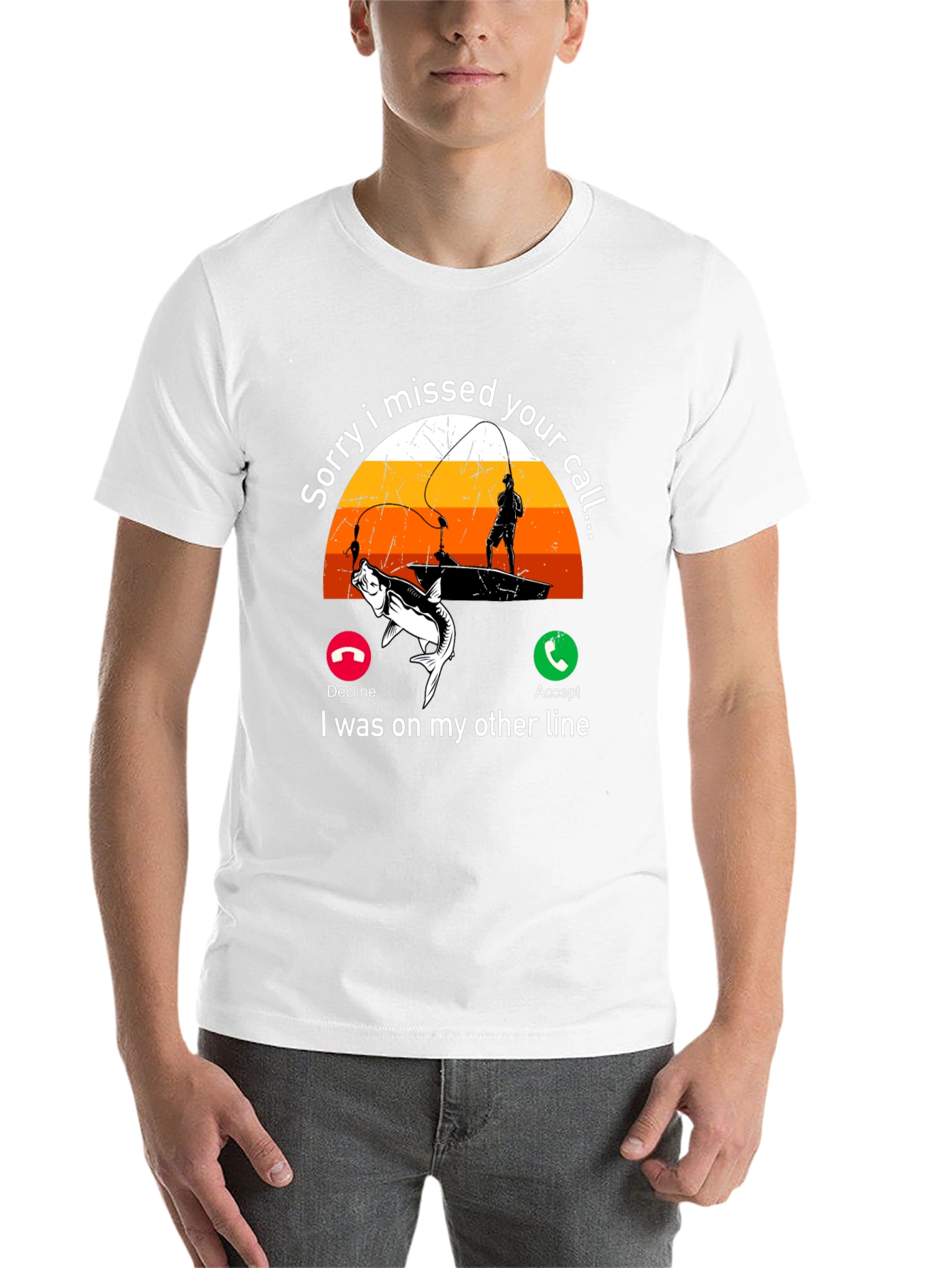 Black Sorry I Missed Your Call Fishing T-Shirt view 14