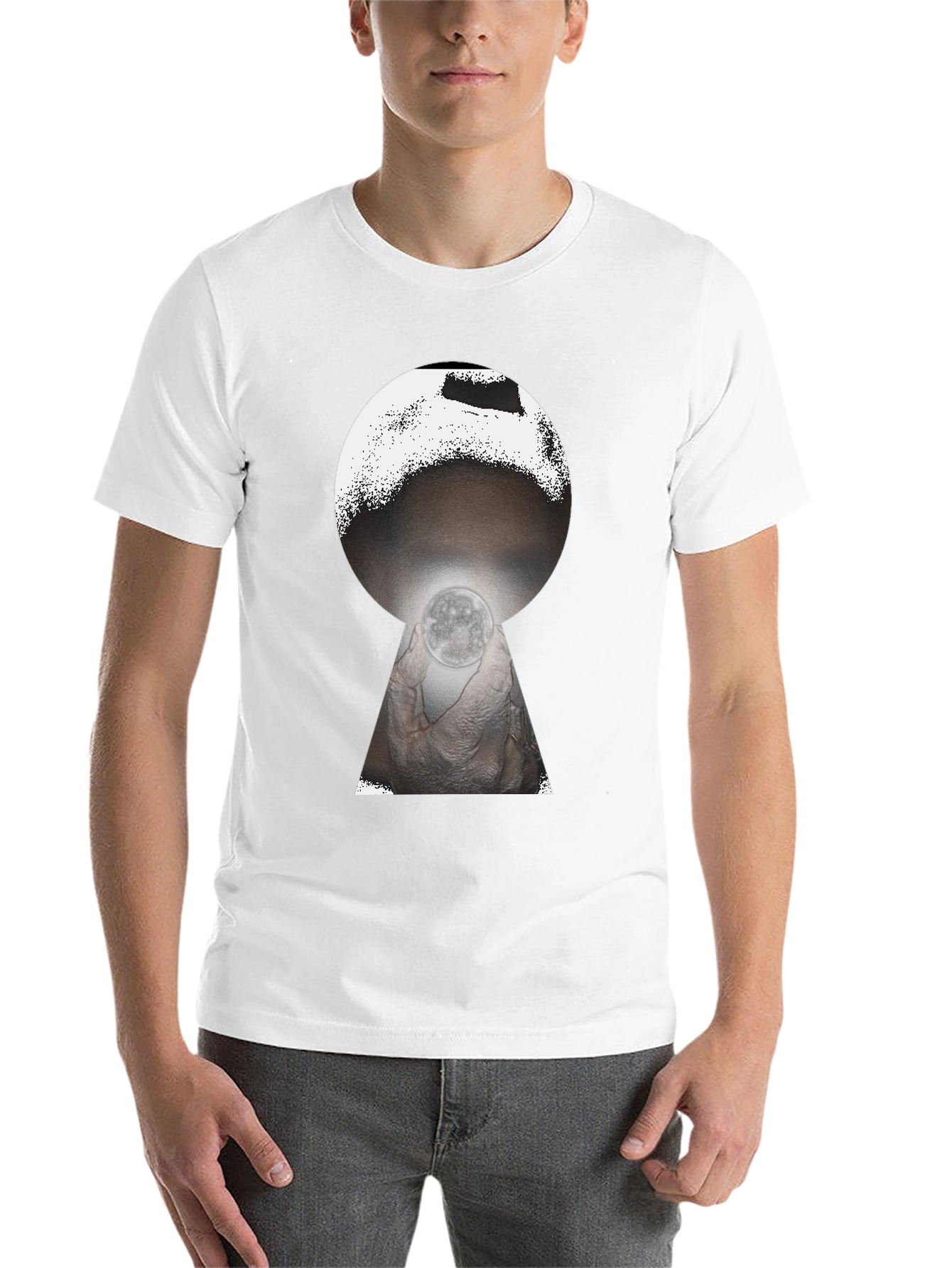 Black Mystic Moon Keyhole Graphic Tee - Black view 14
