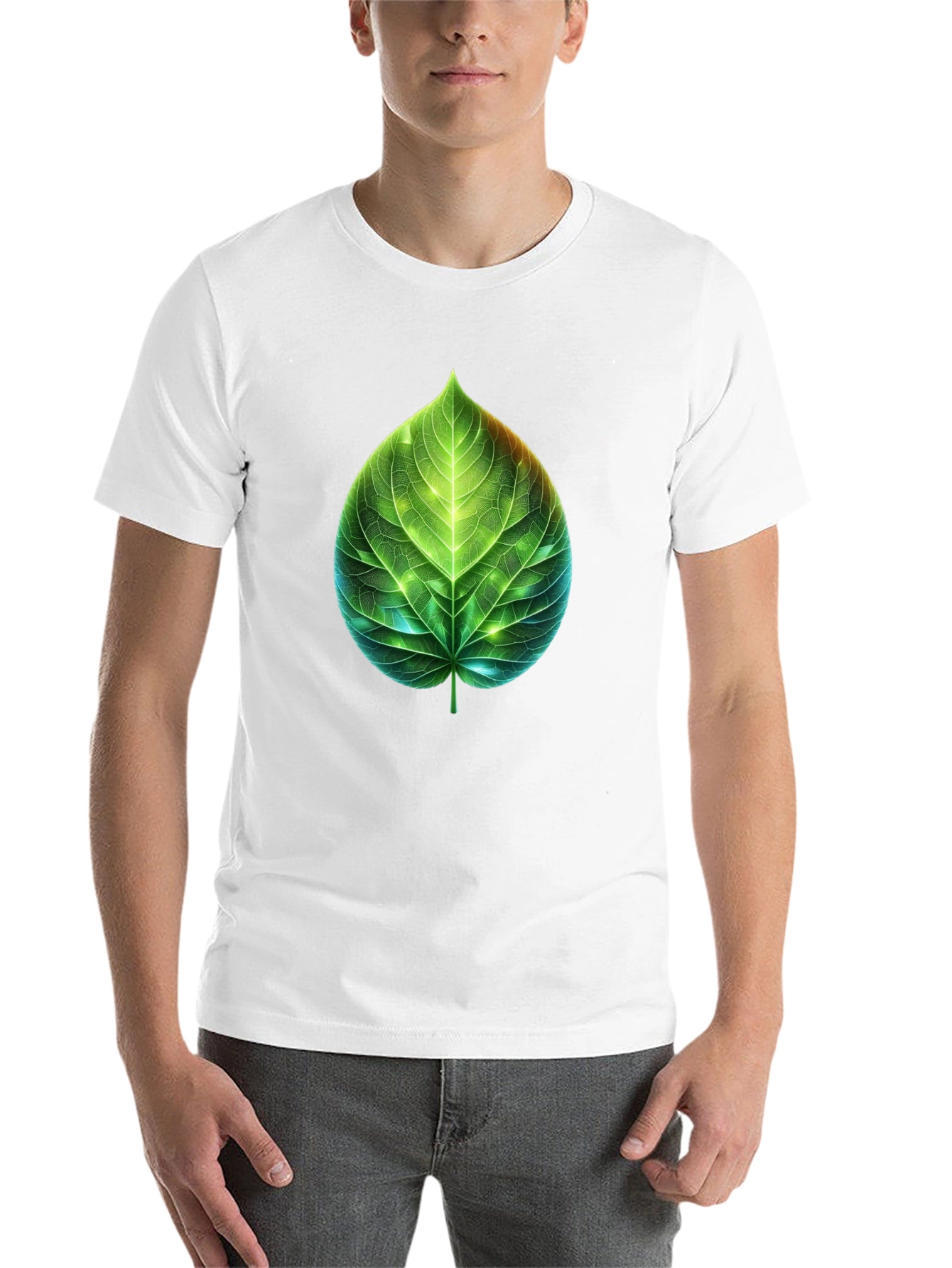 Black Leaf Design Graphic Tee - Nature Inspired T-Shirt view 14
