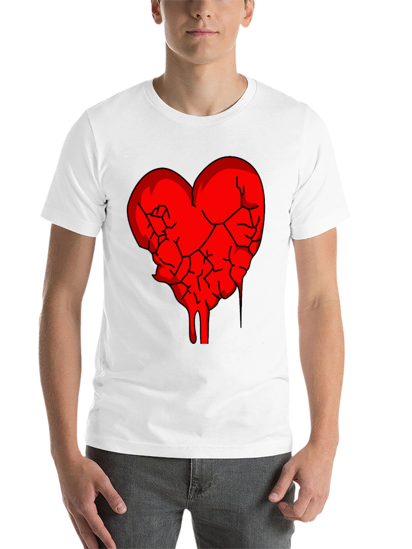 Black Broken Heart Graphic Tee - Black Cotton Blend view 14