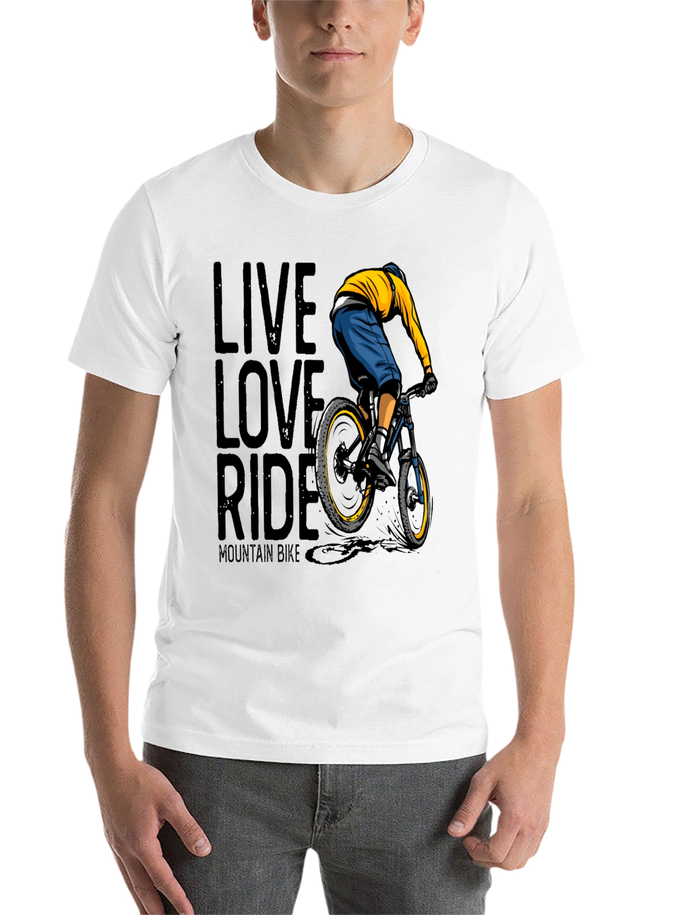 Black Live Love Ride Mountain Bike Graphic T-Shirt view 14