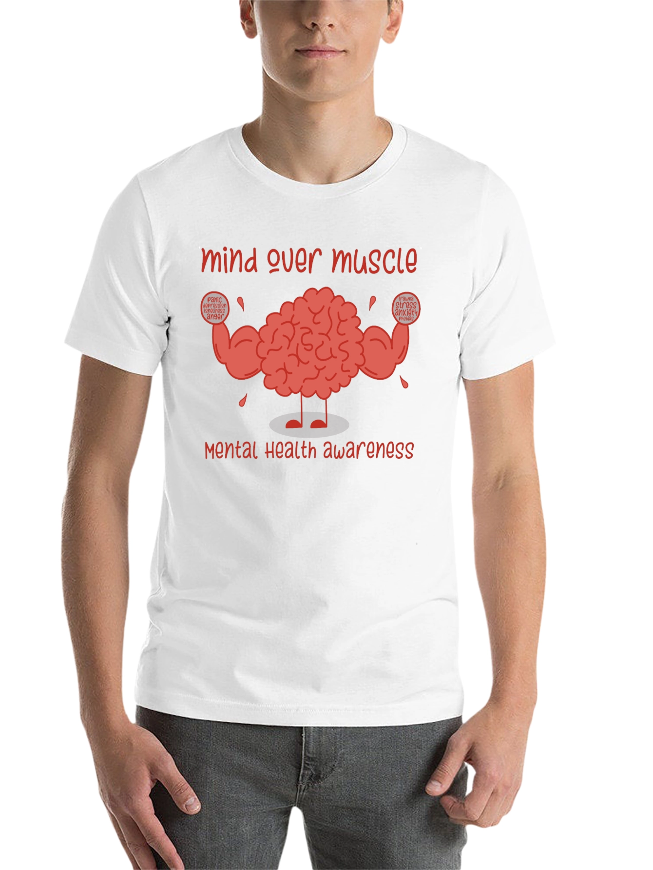 Black Mind Over Muscle Mental Health Awareness T-Shirt view 14