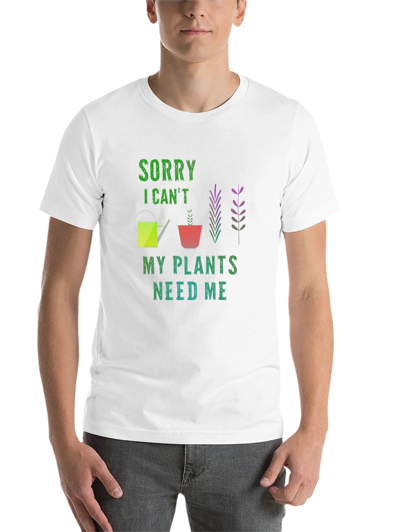 Black Sorry I Can't My Plants Need Me Black T-Shirt view 14