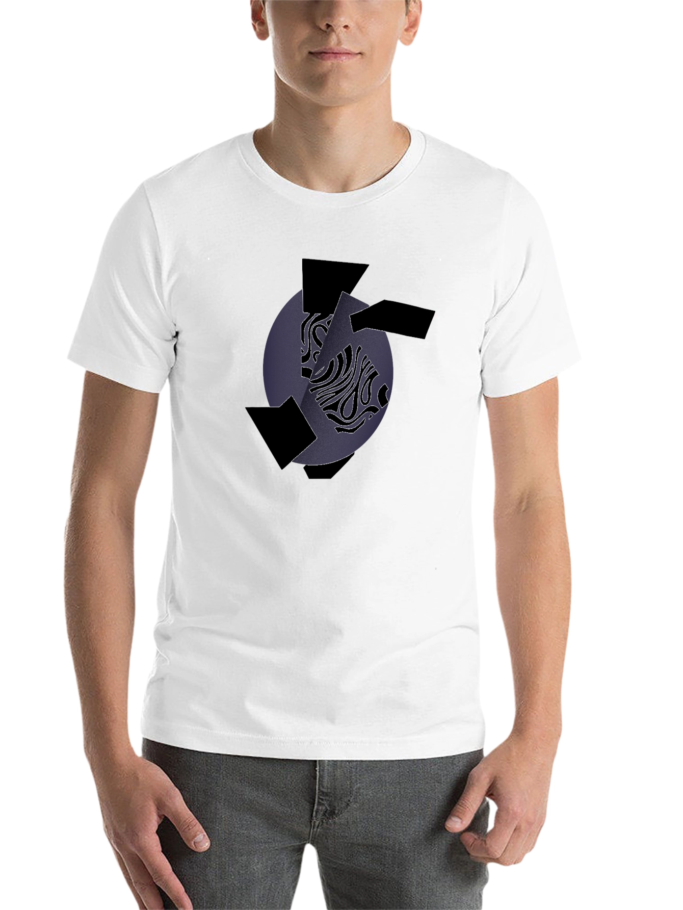 Black Abstract Graphic Print Crew Neck T-Shirt view 14