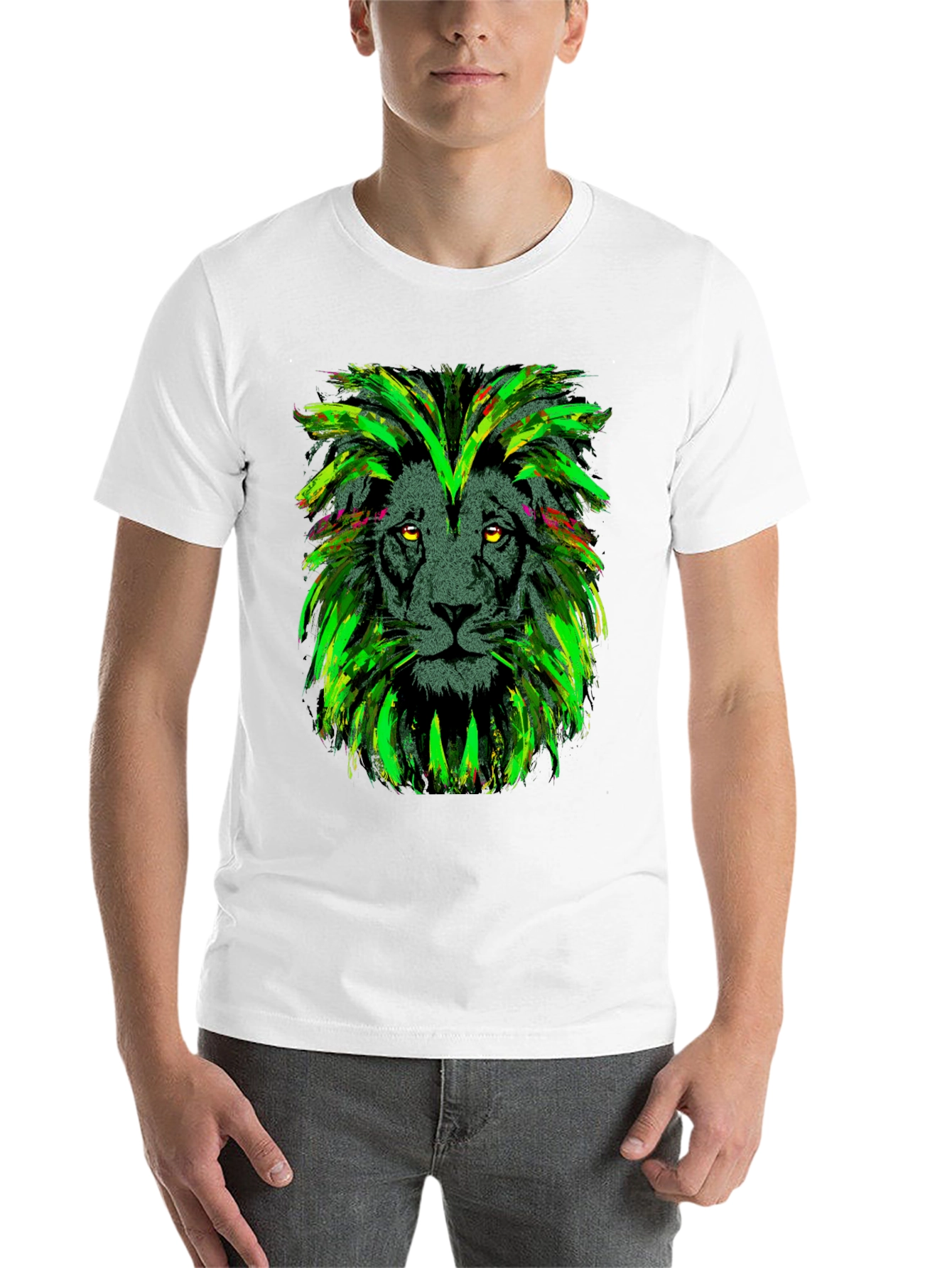 Black Lion Head Graphic Print Black T-Shirt view 14