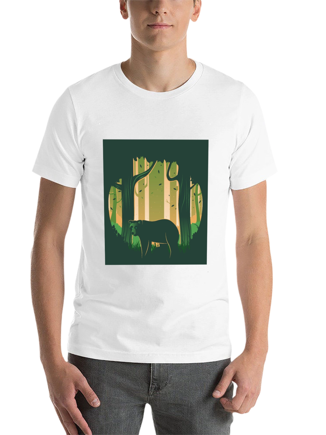 Black Bear in Forest Graphic Tee - Nature Lover Shirt view 14