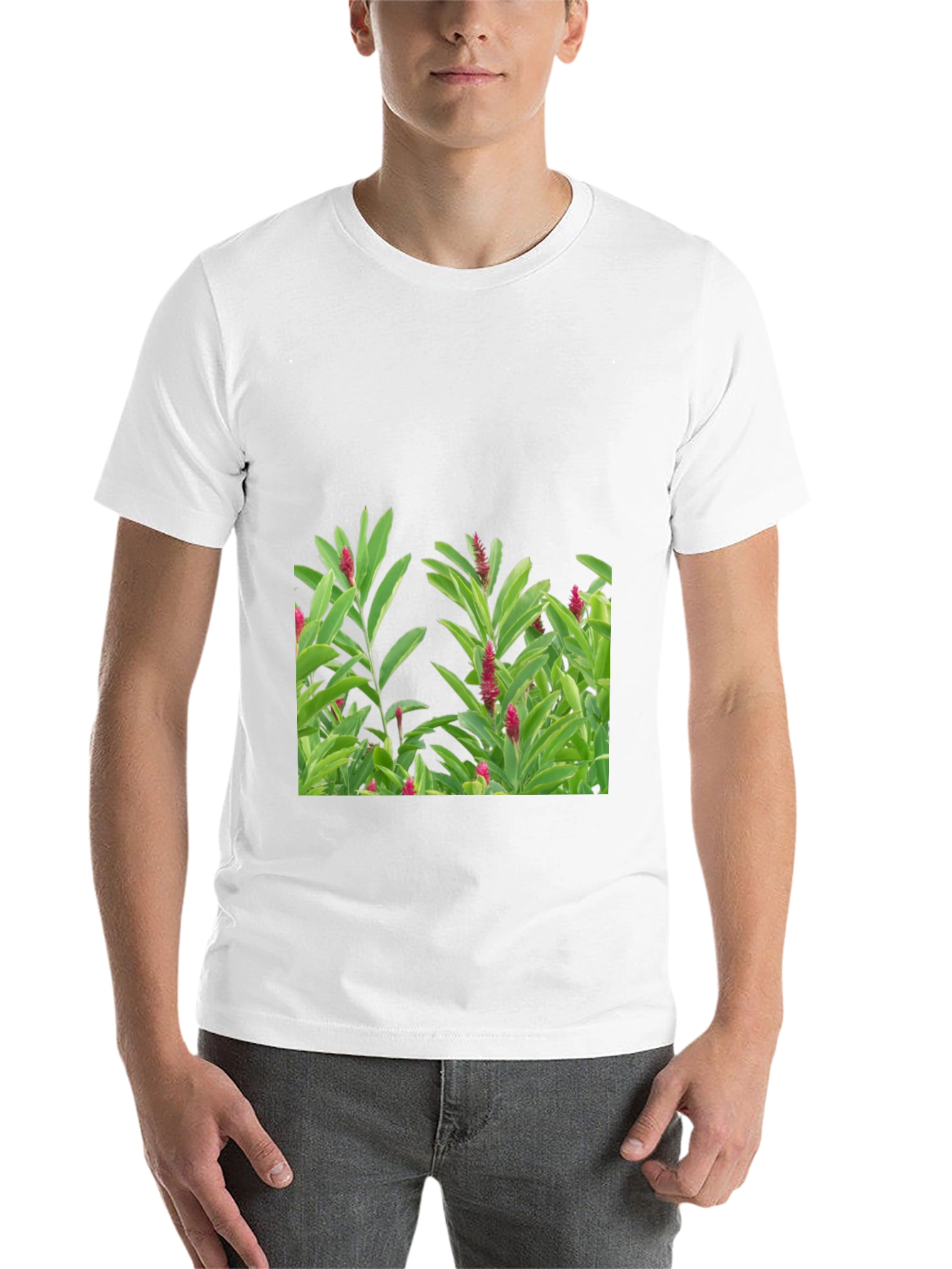 Black Tropical Plant Graphic Tee - Black Cotton Shirt view 14