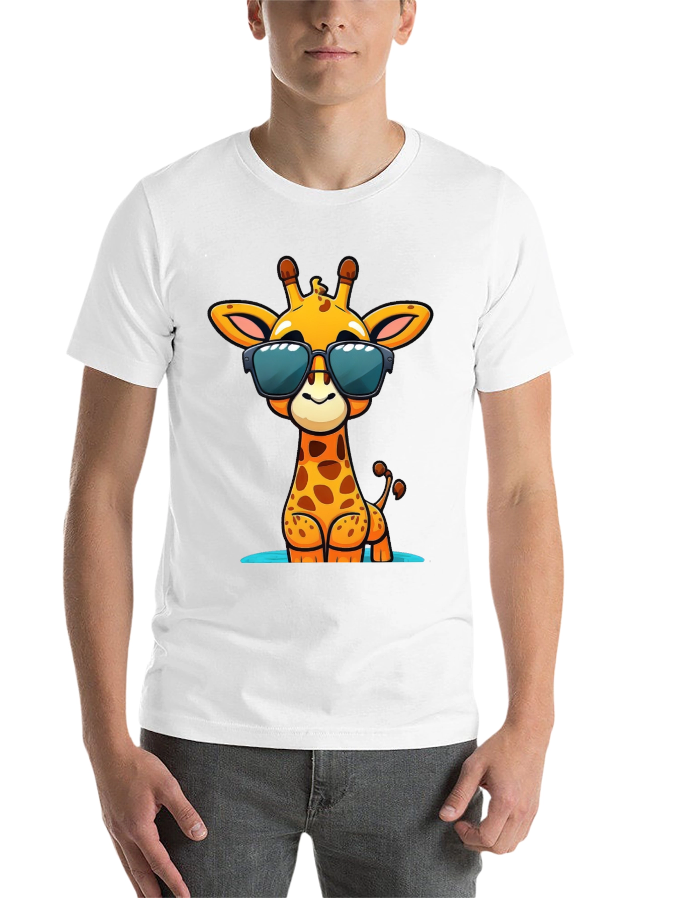 Black Cool Giraffe Graphic Tee - Black Cotton Shirt view 14