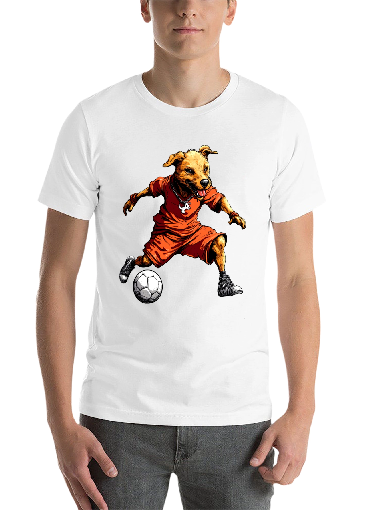 Black Dog Soccer Player Graphic T-Shirt view 14