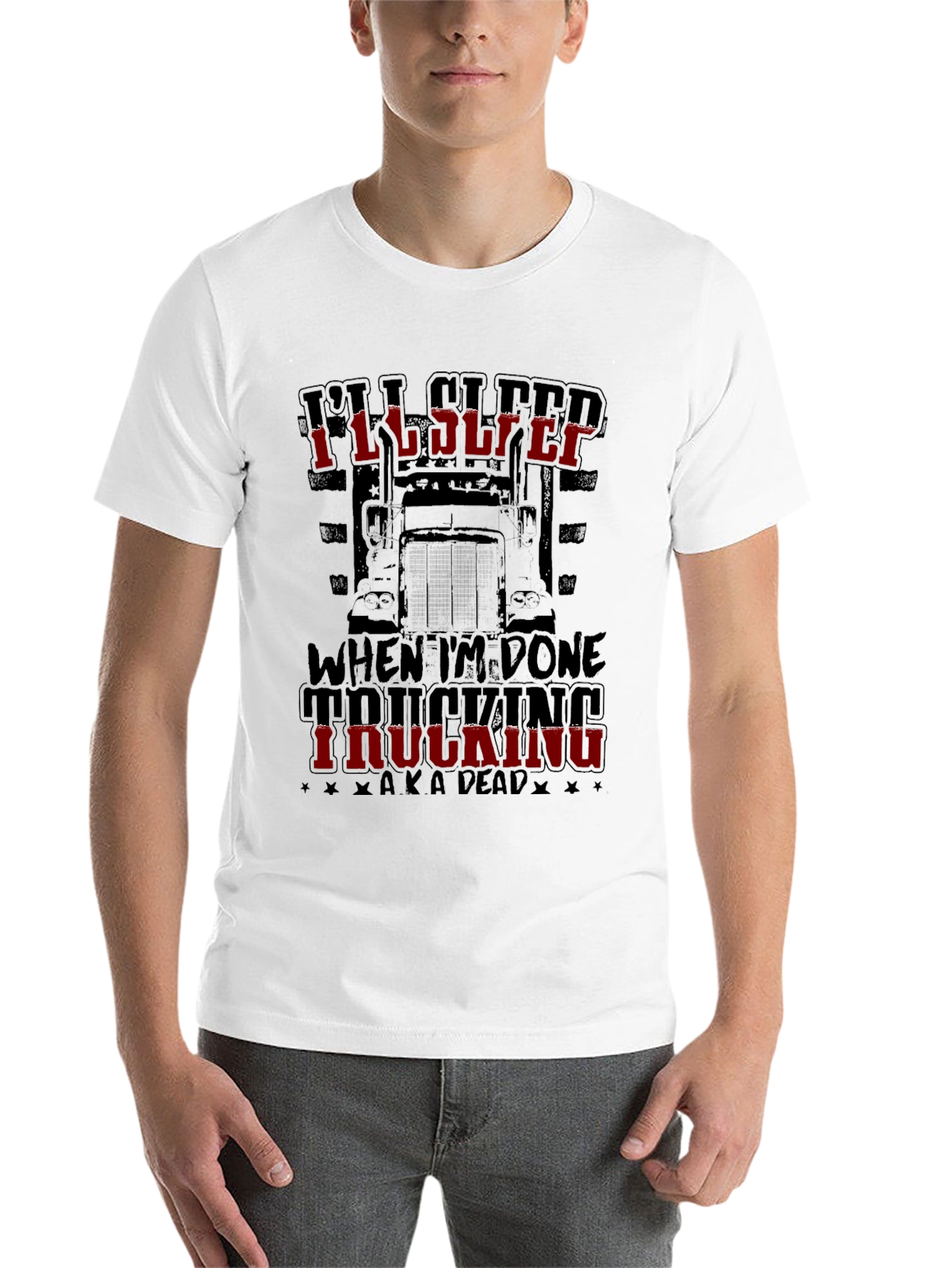 Black I'll Sleep When I'm Done Trucking T-Shirt view 14