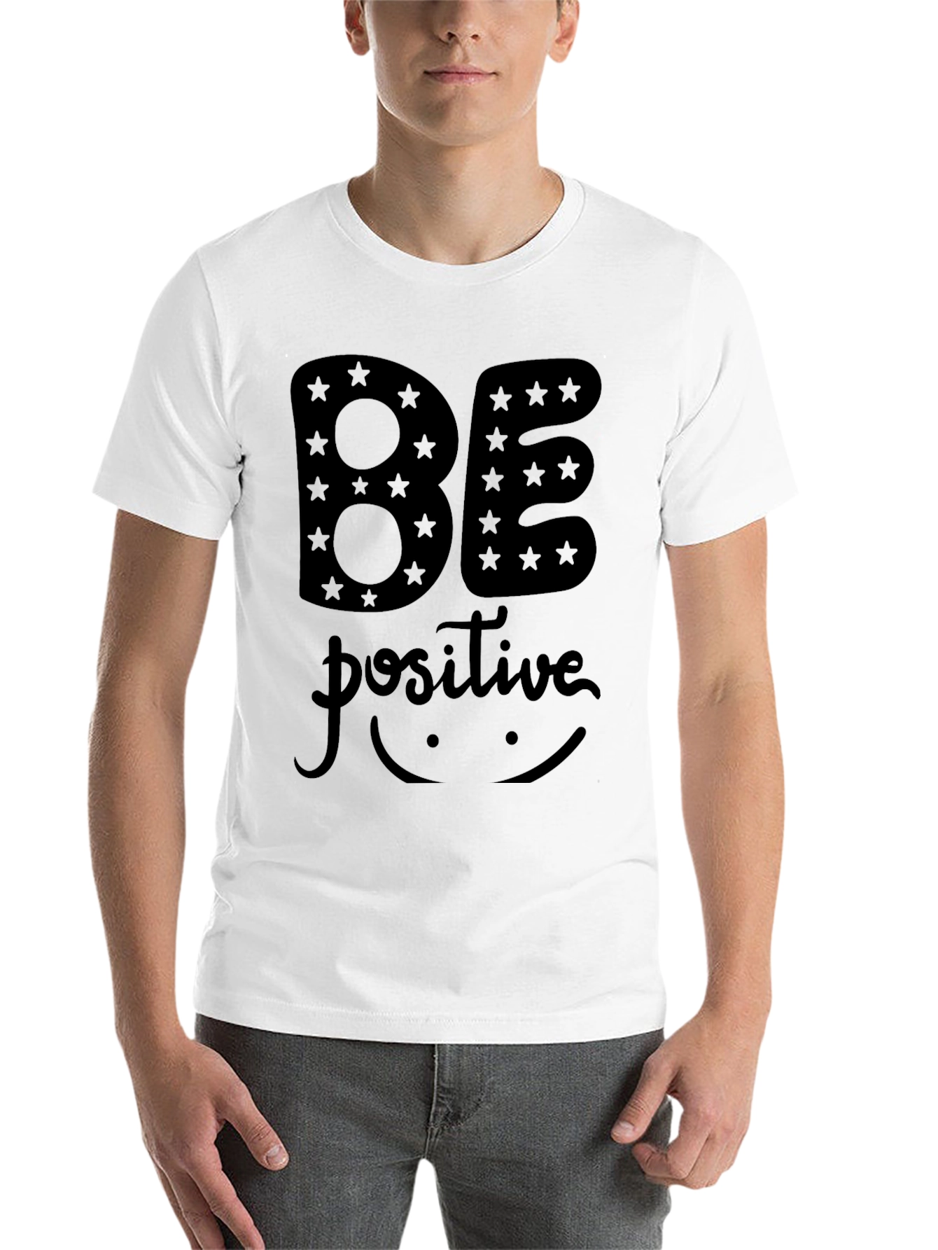 Black Be Positive Graphic Black T-Shirt view 14