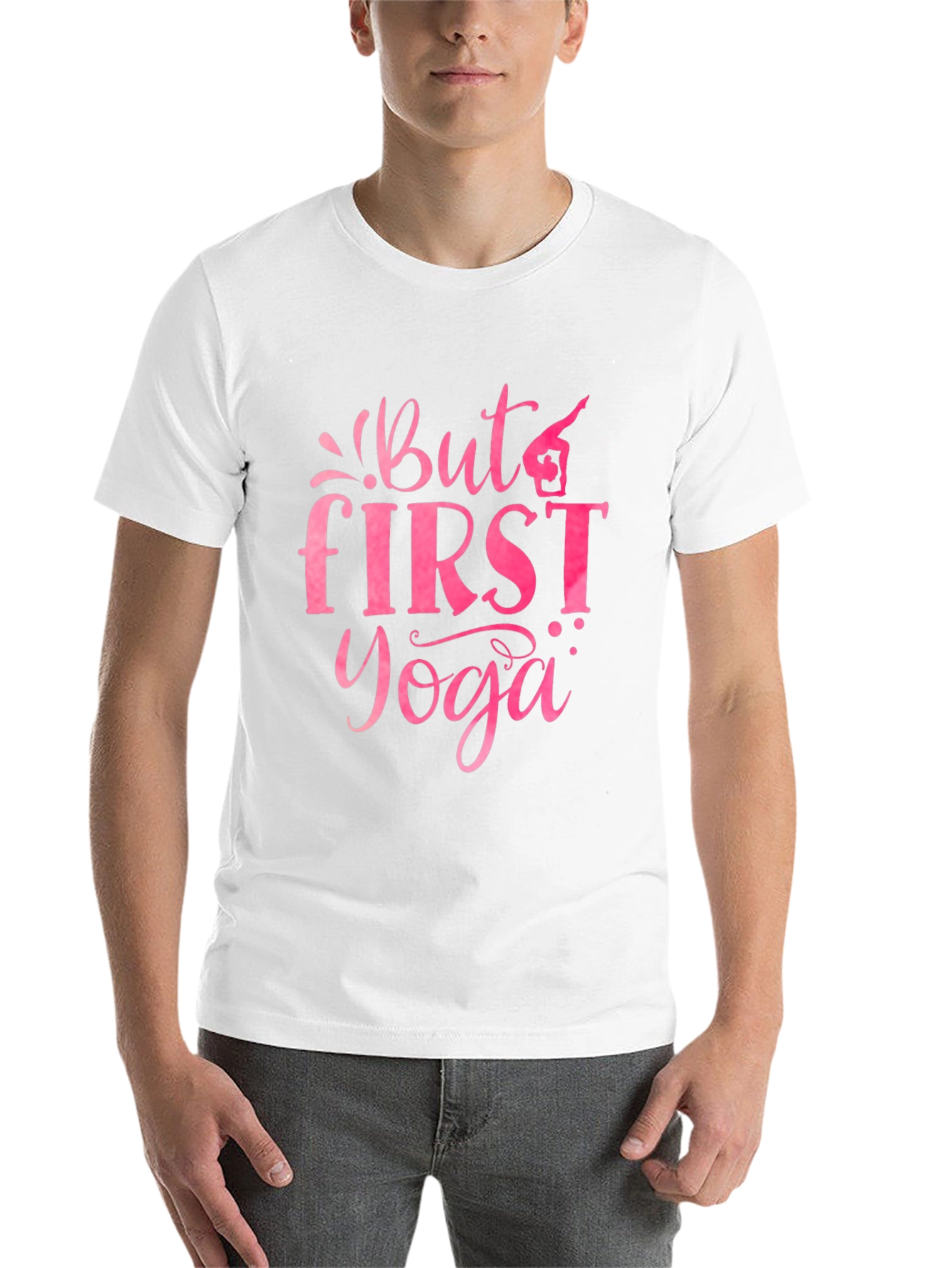 Black But First Yoga Graphic Tee - Black Cotton view 14