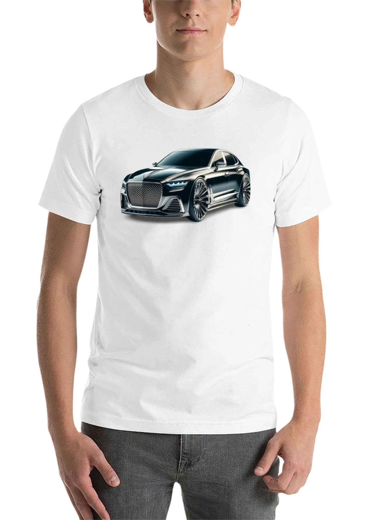 Black Sleek Car Graphic Black T-Shirt view 14