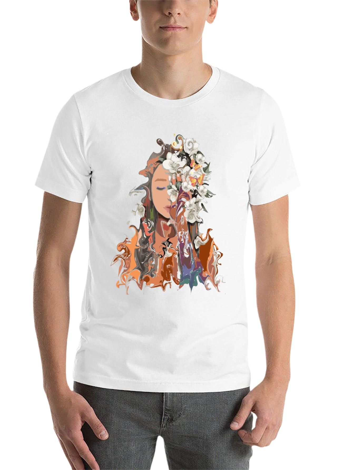 Floral Portrait Graphic T-Shirt - Stylish and Unique Design - 14