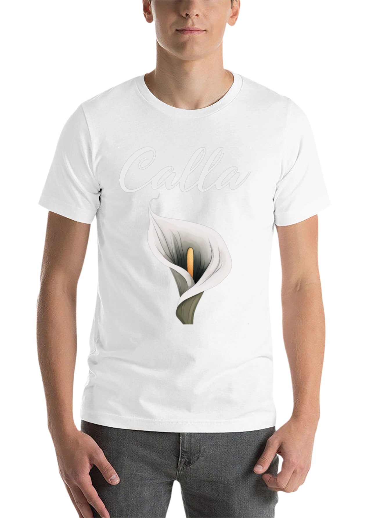 Black Calla Lily Graphic T-Shirt - Elegant Floral Design view 14