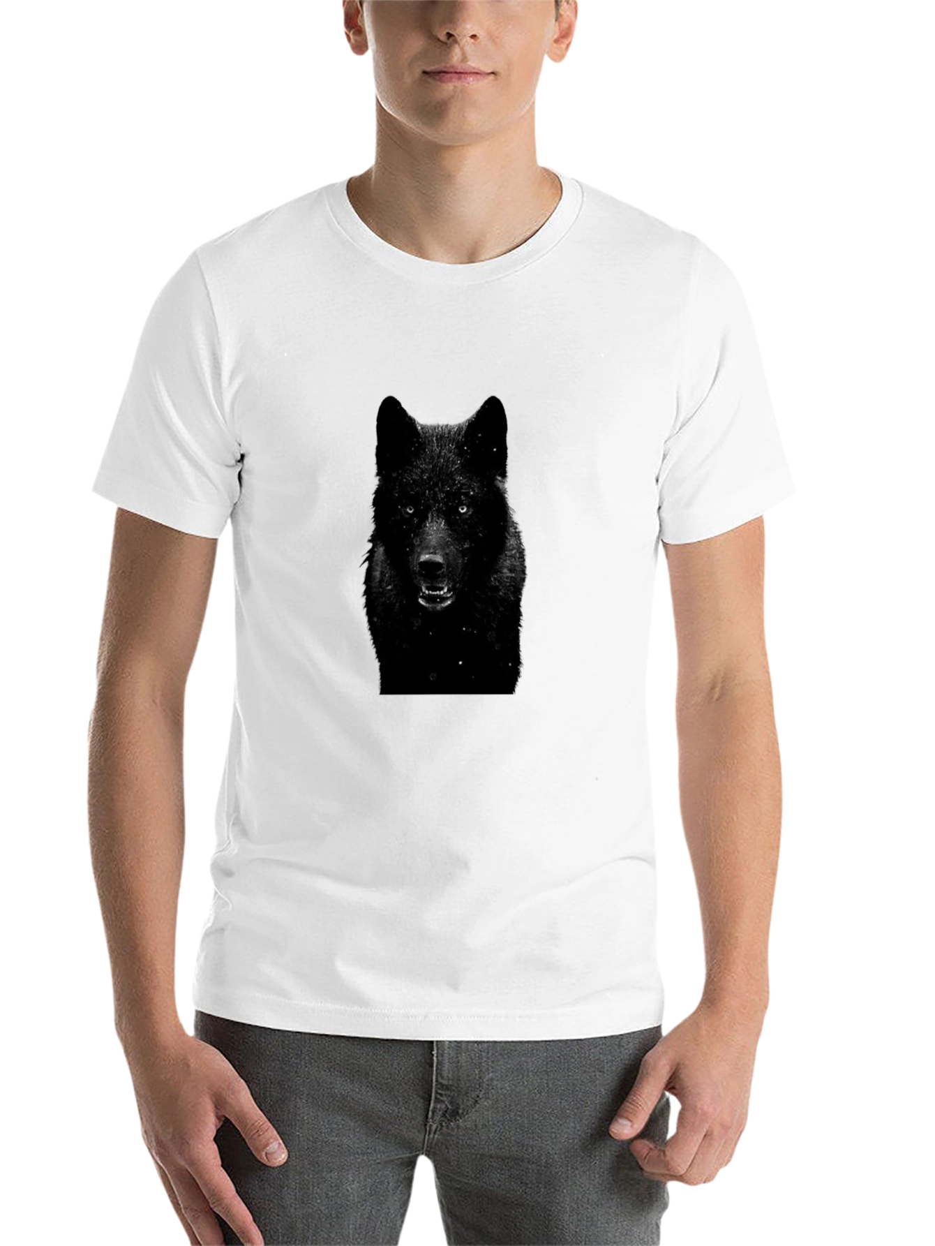 Black Black Wolf Graphic T-Shirt - Men's Short Sleeve Crew Neck Tee view 14