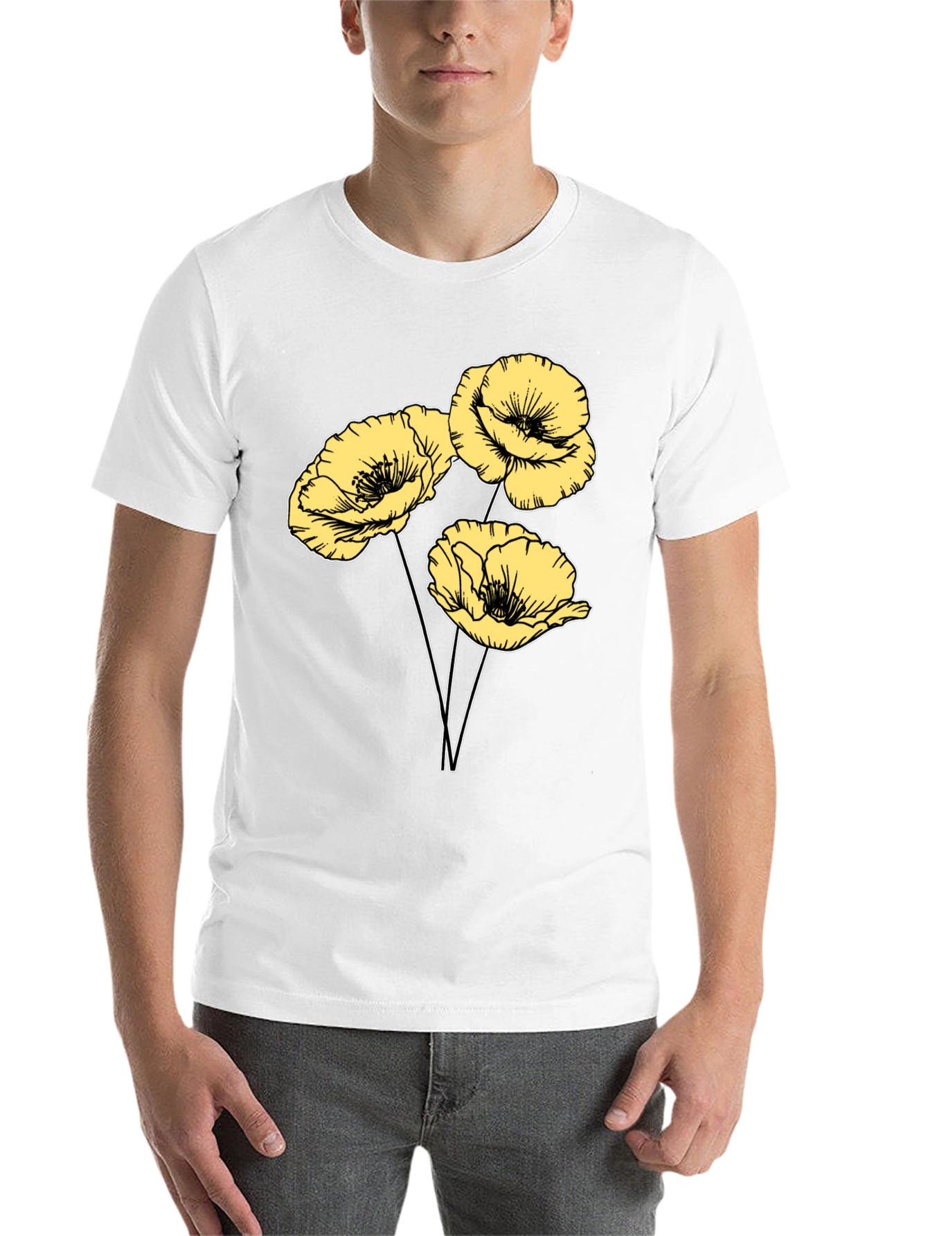 Black Floral Graphic T-Shirt - Black Cotton Blend view 14