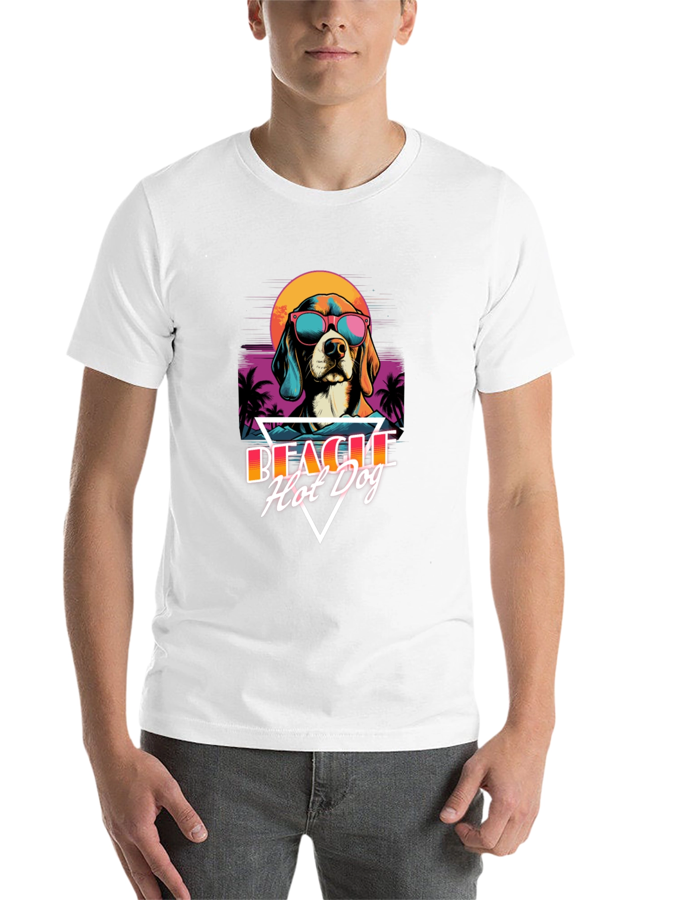 Black Retro Beagle Hot Dog T-Shirt view 14