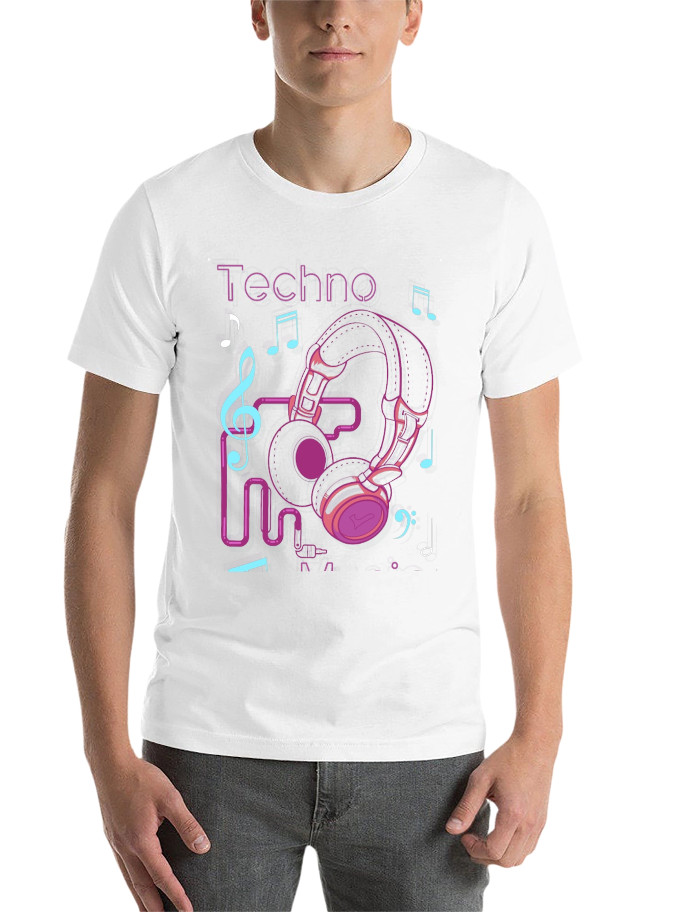 Black Techno Music Headphone Graphic T-Shirt view 14