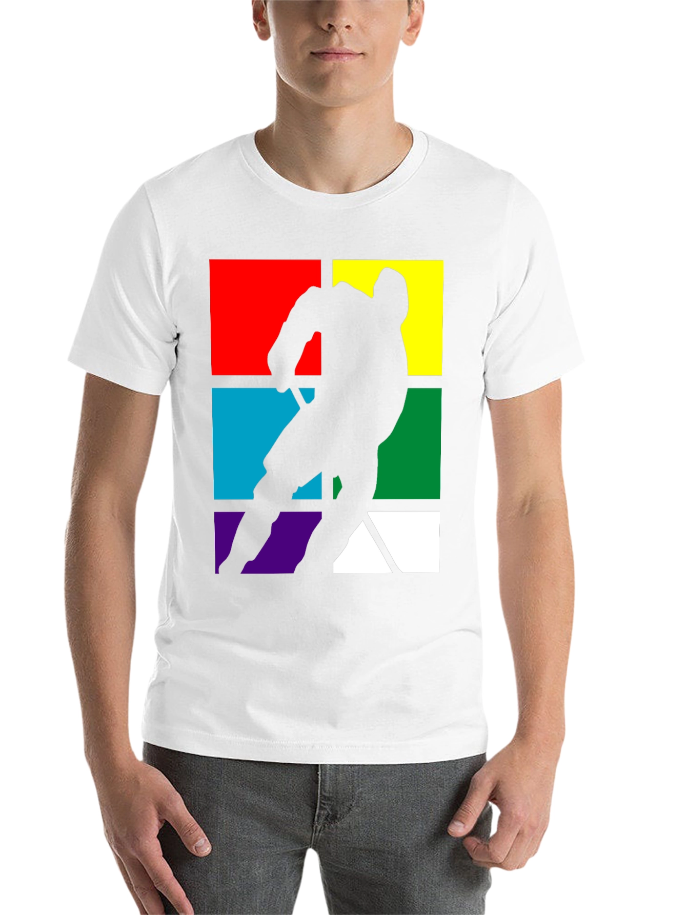 Black Retro Hockey Player Graphic Tee view 14