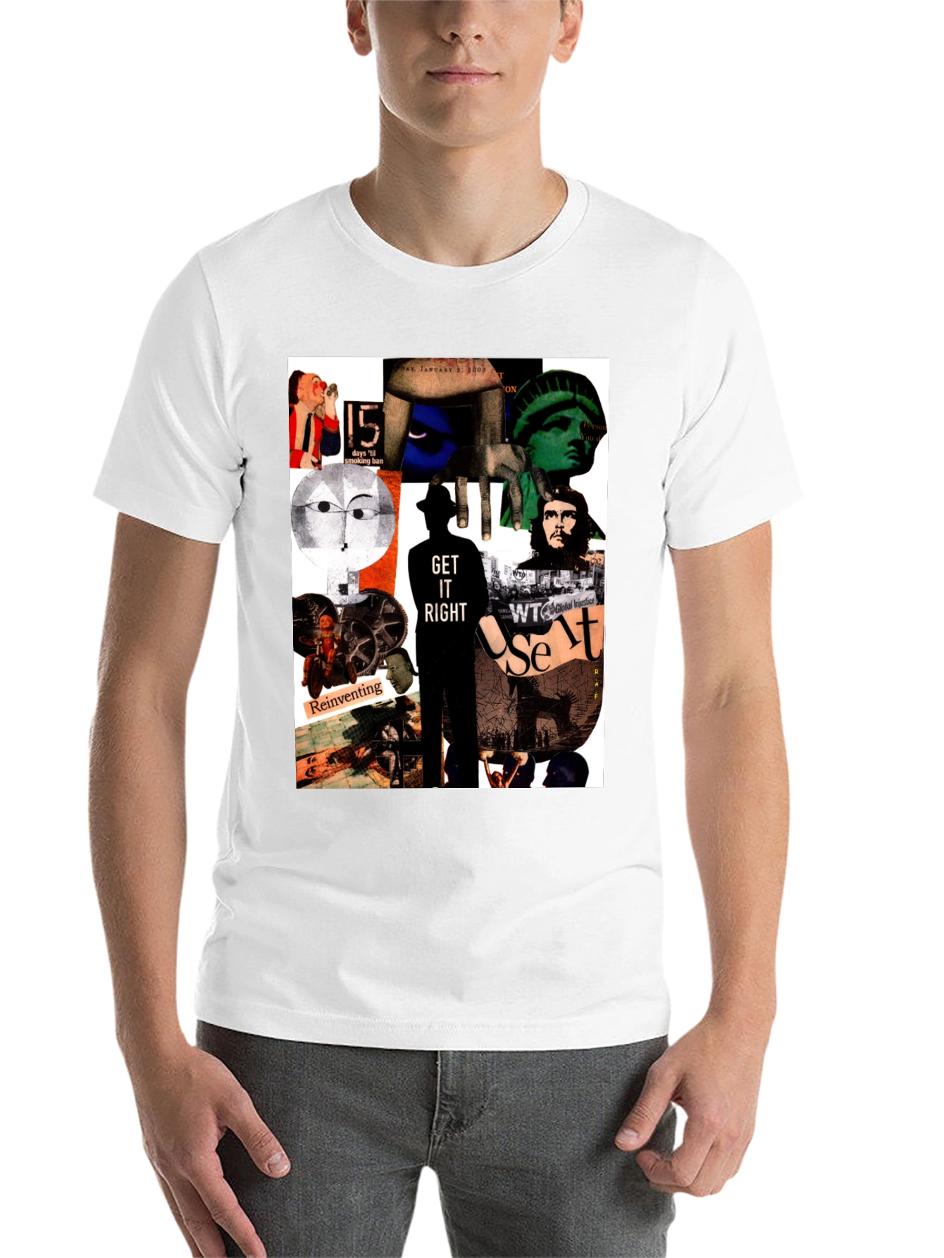 Black Artistic Collage Graphic T-Shirt view 14