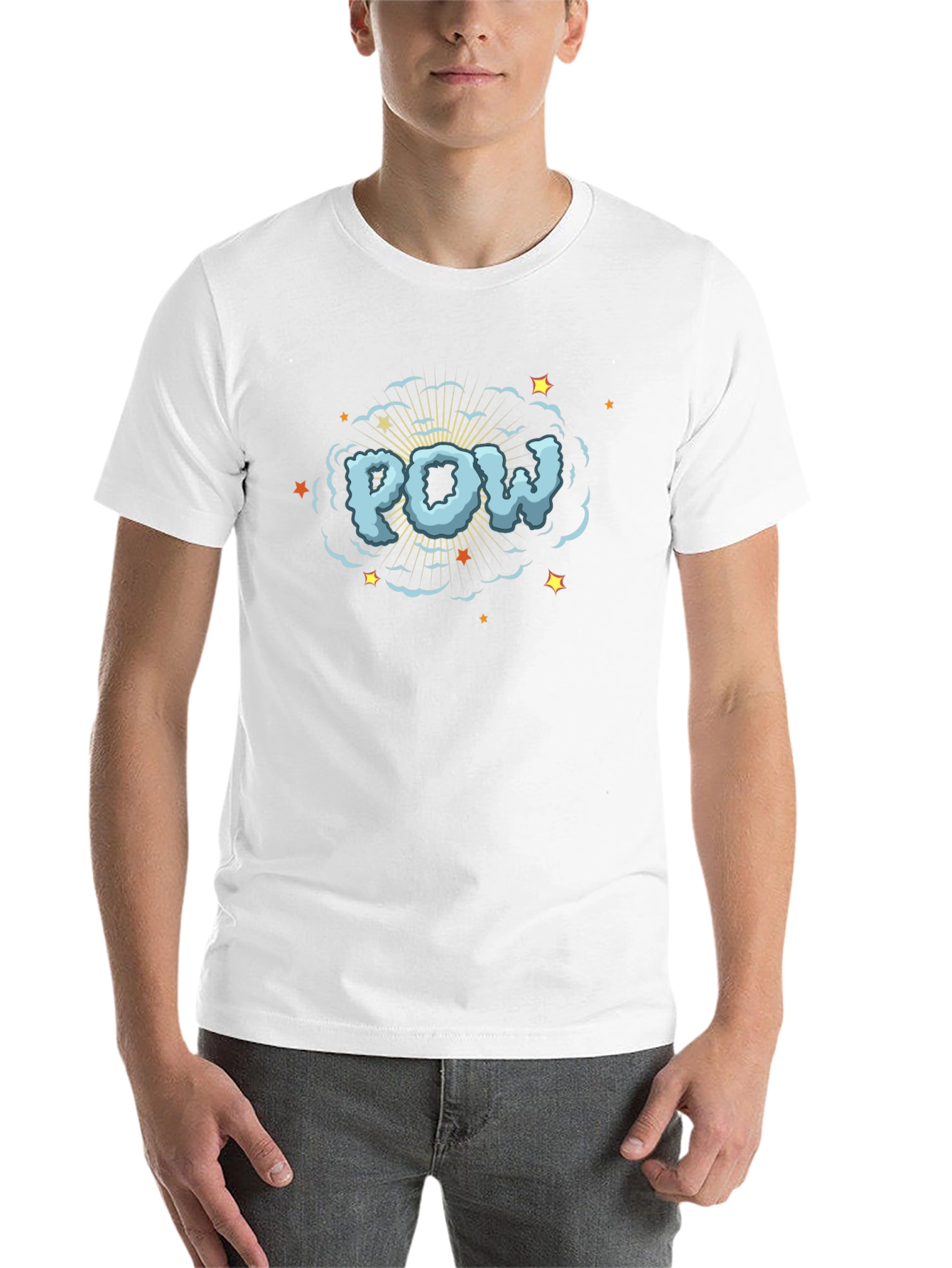 Black POW Comic Style Graphic Print T-Shirt view 14