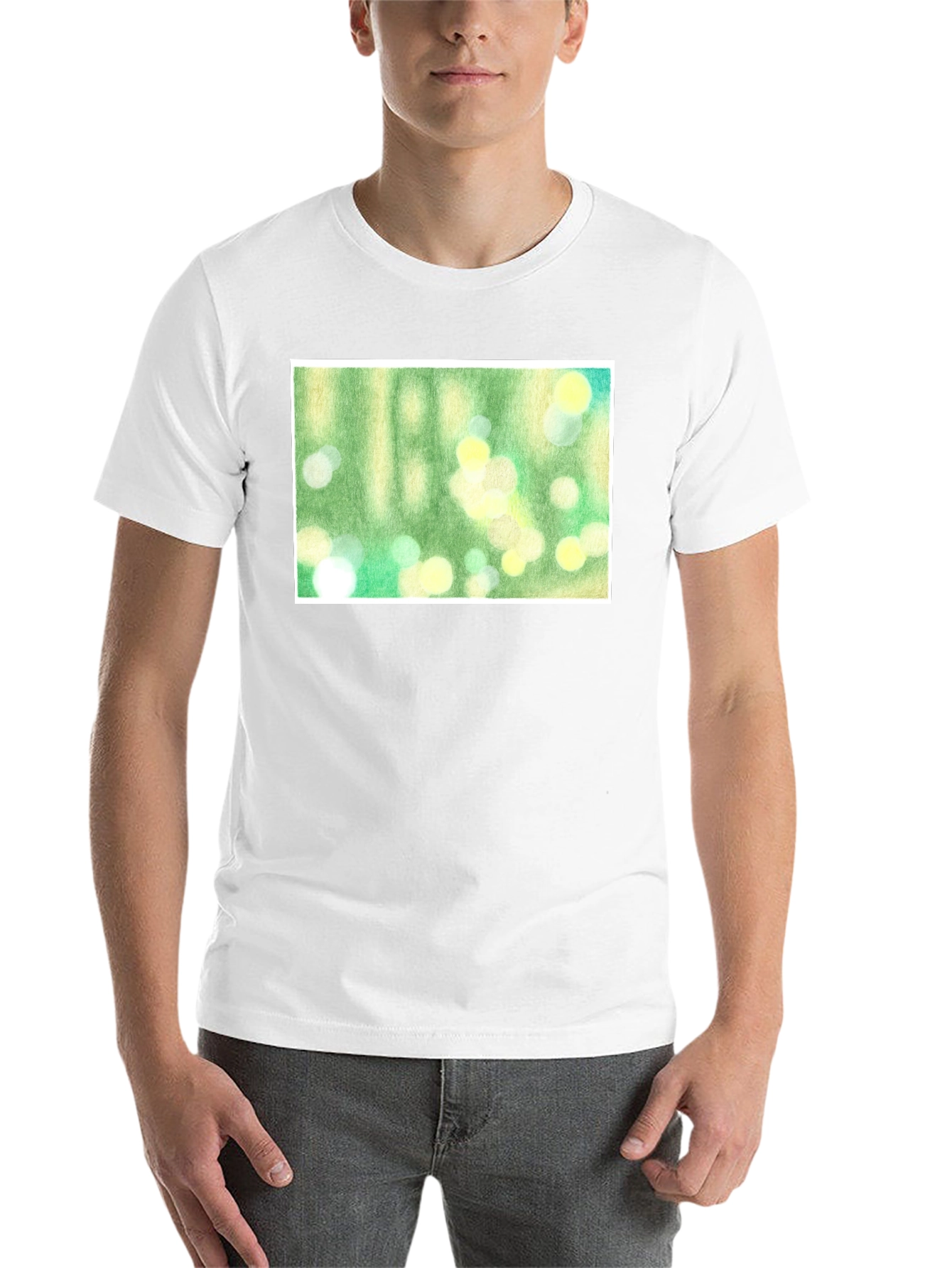 Black Green Bokeh Art Black T-Shirt view 14