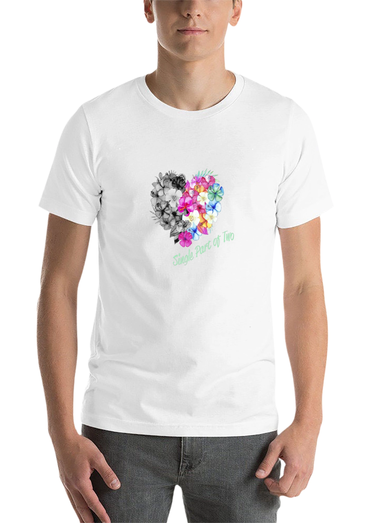 Black Single Part of Two Floral Heart T-Shirt view 14