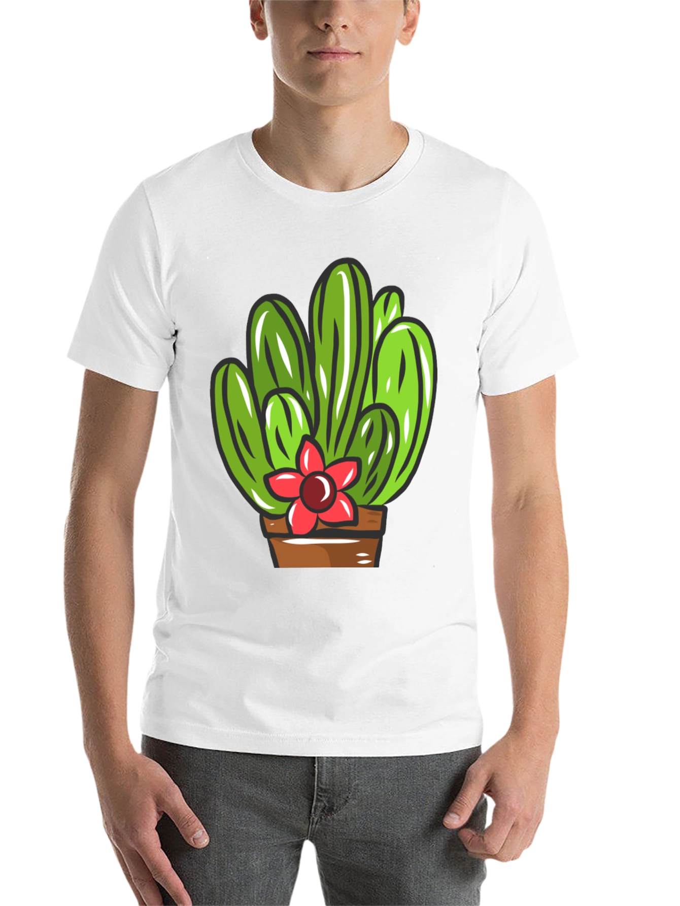 Black Cactus Flower Graphic T-Shirt - Black Cotton Tee view 14