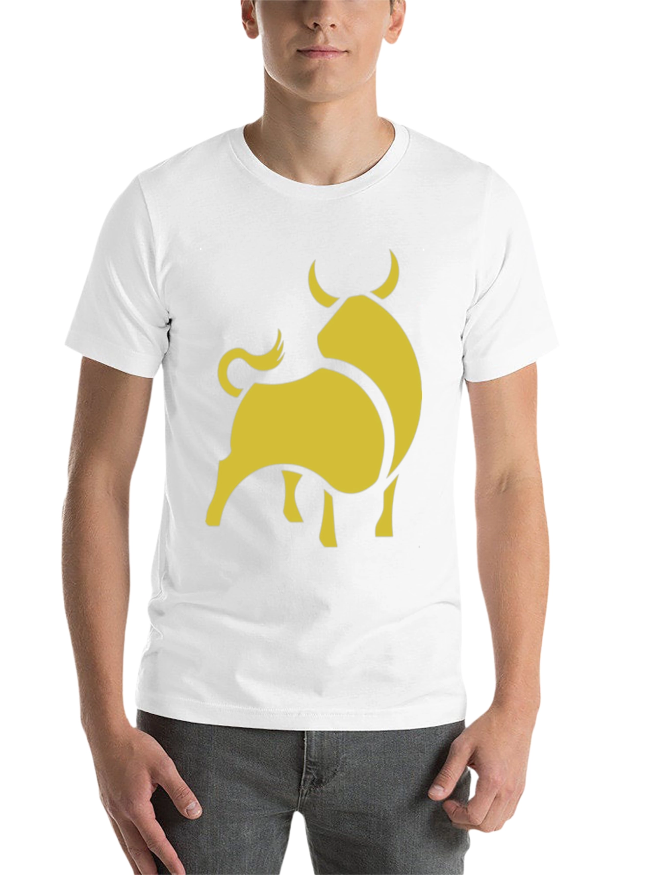 Black Stylish Black Tee with Gold Bull Graphic view 14