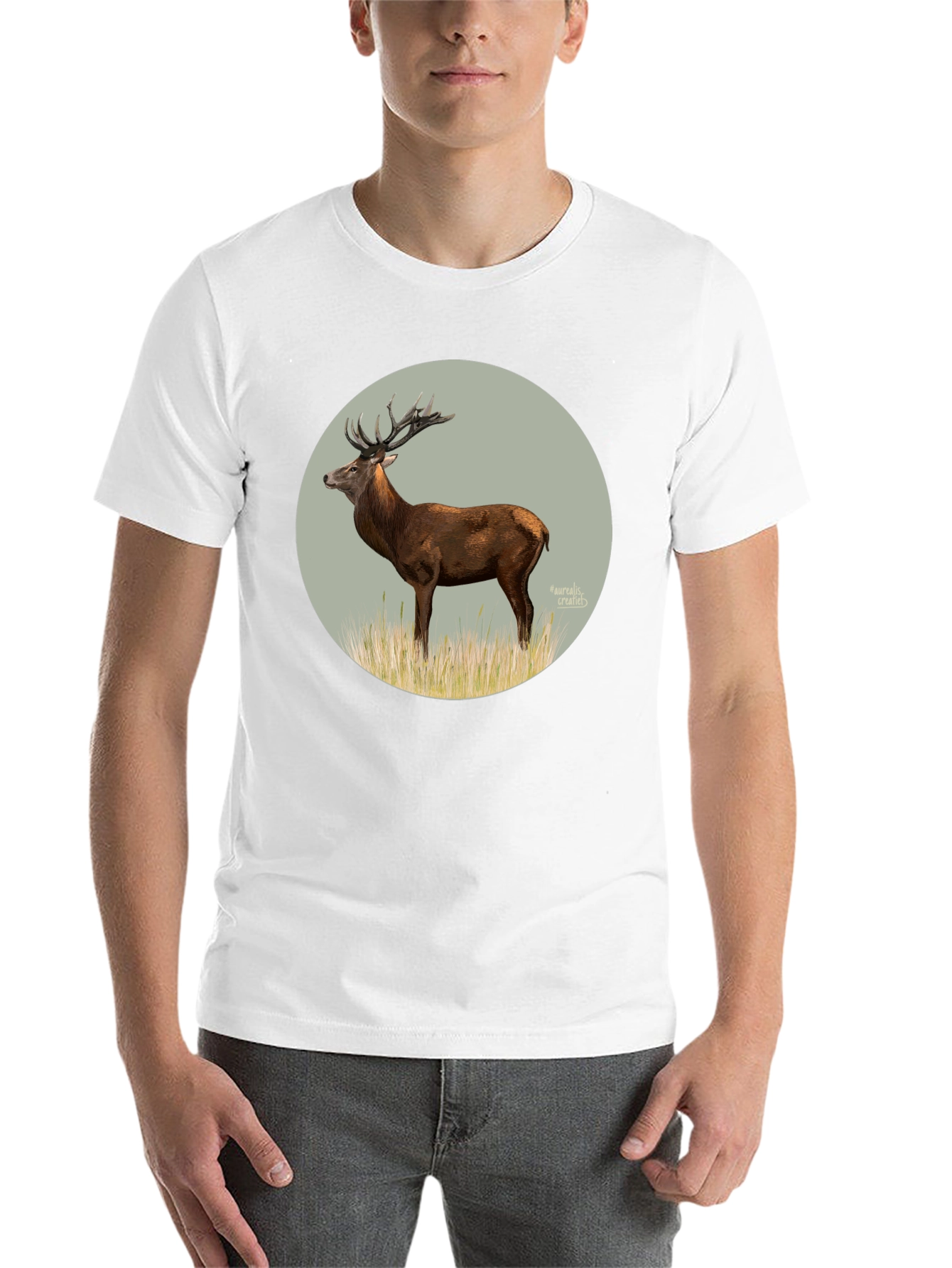 Black Deer Graphic Tee - Black Cotton T-Shirt view 14