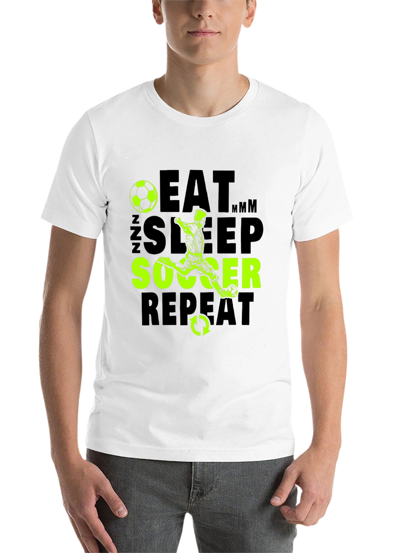 Black Eat Sleep Soccer Repeat Graphic T-Shirt view 14