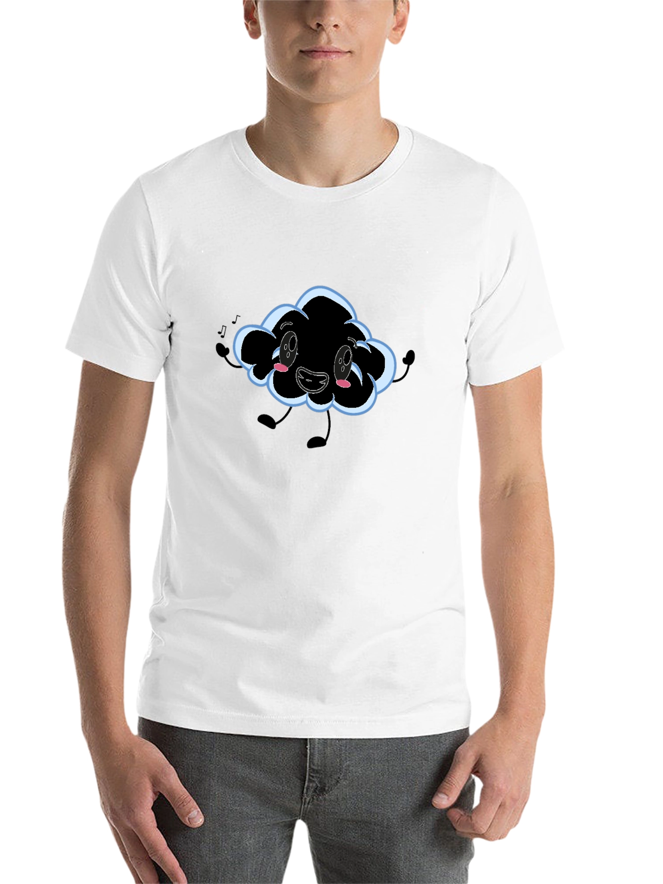 Black Cartoon Cloud Graphic T-Shirt - Black view 14