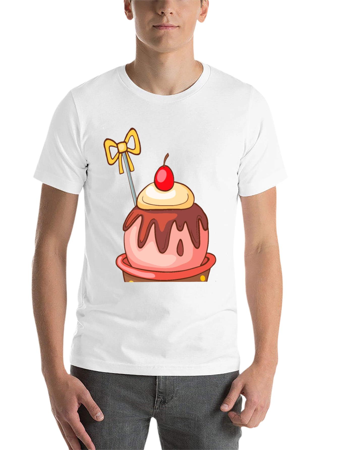 Black Cartoon Cupcake T-Shirt view 14