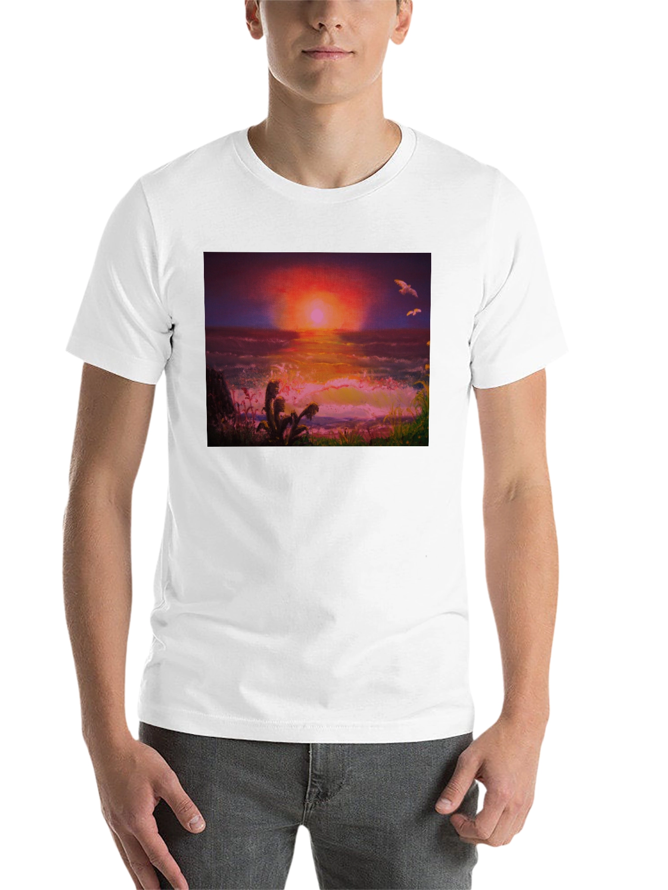 Black Sunset Ocean Graphic Tee - Premium Cotton Blend view 14