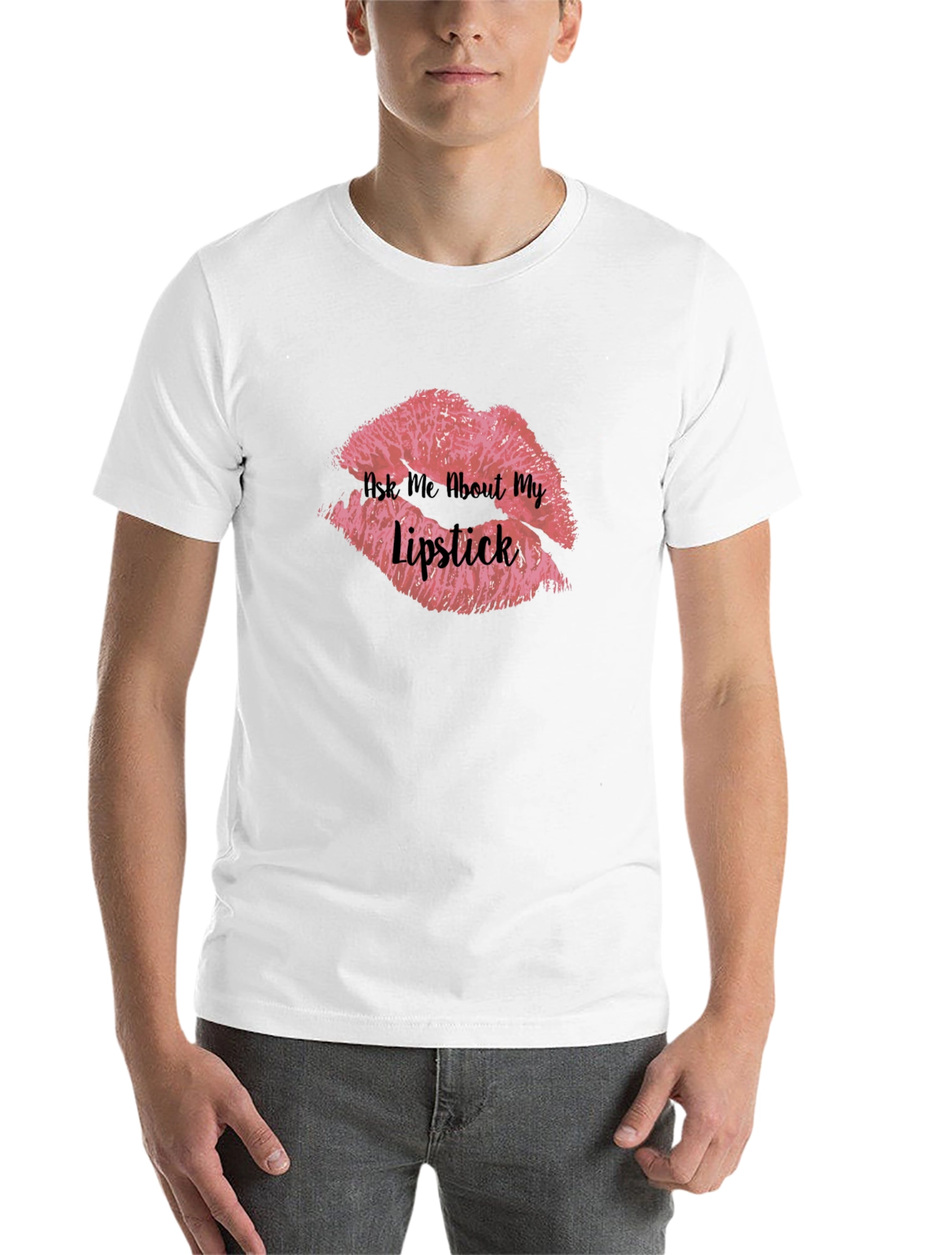 Black Ask Me About My Lipstick T-Shirt view 14
