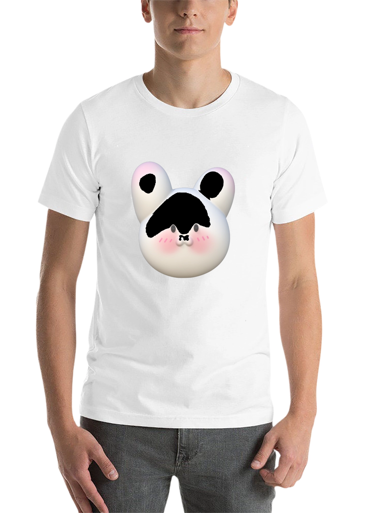 Black Cute Cartoon Cow Face Black T-Shirt view 14