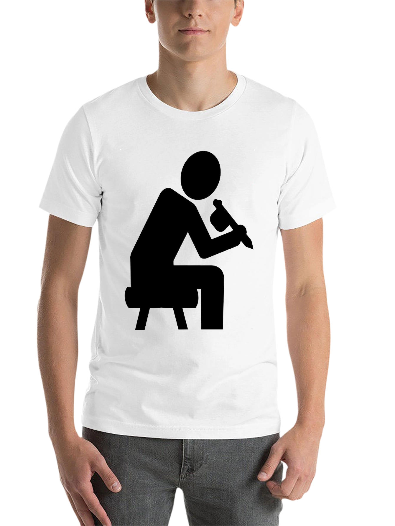 Black Painter Pictogram Graphic Tee - Black Unisex Shirt view 14