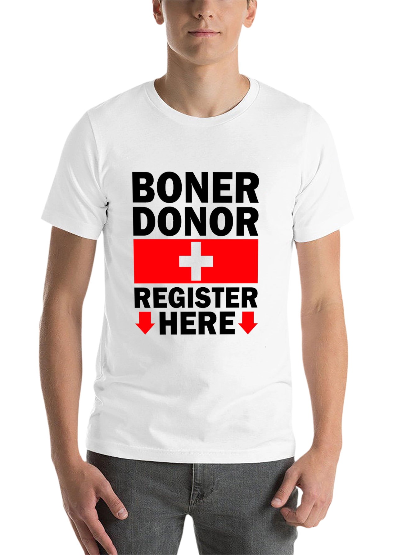 Black Boner Donor Register Here Funny Graphic Tee view 14